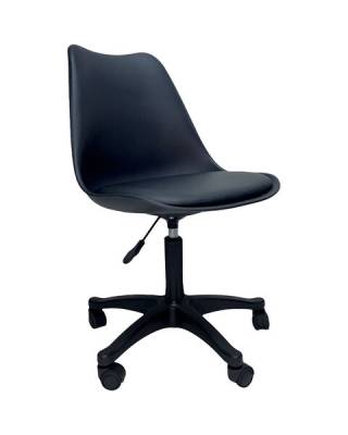 Кресло стул  "Eames MG-310 PL", пластик черный, экокожа черная, 532927